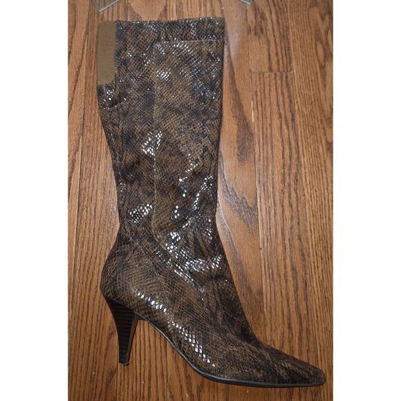 Nine West Women's Snake Print Stiletto Heel Shin Boots - Picture 1 of 4